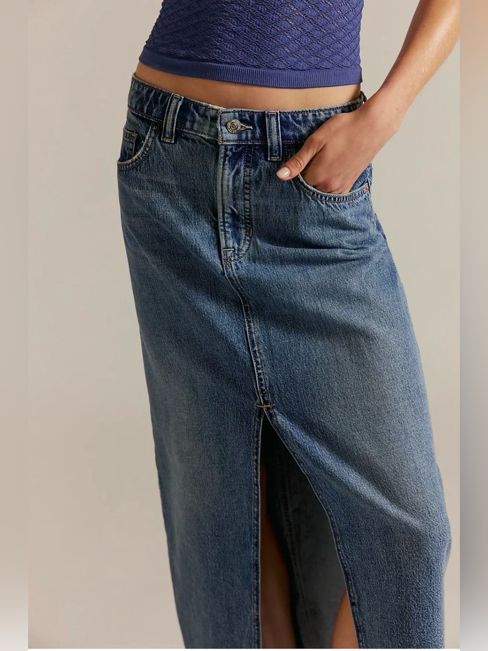 BNWT Free People We The Free Nothing Better Denim Maxi Skirt size 27,28 - Picture 4 of 8